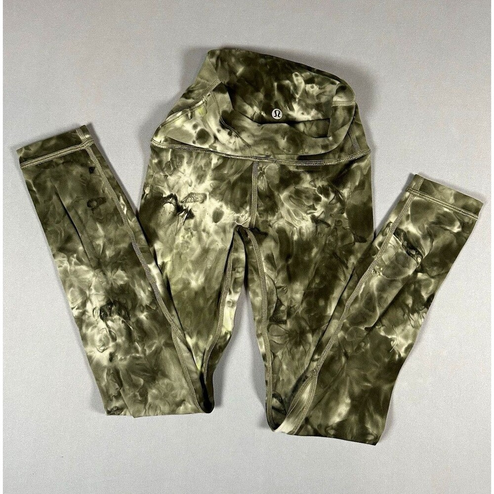 Lululemon Align Leggings Womens 0 Olive Sage Marble Tie Dye High Rise W5C0T6